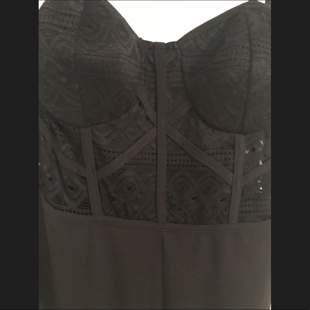 Black lace bustier jumpsuit